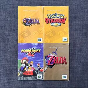 Vintage Gaming Lot of 4 Nintendo 64 Manuals Only N64 Zelda‎ Mario Kart Pokemon